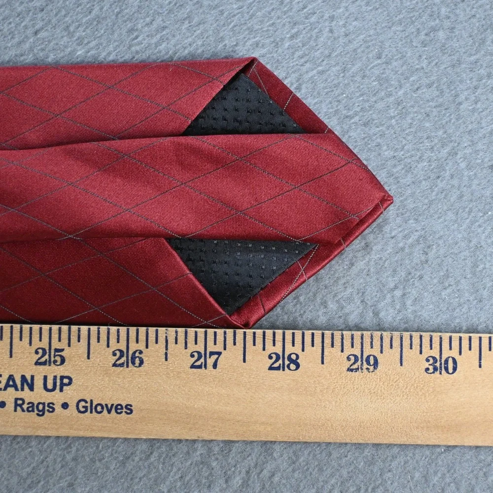 Geoffrey Beene Mens Diamond Grid Silk Necktie OS‎ Red